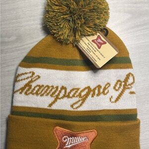 Miller High Life pom pom beanie - Gold and Green